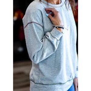 Romwe Contrast Stitch Crew Neck Sweatshirt Gray Women's L​